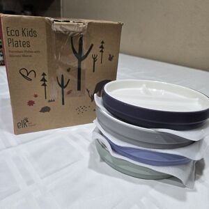 Elk Kids Porcelain Silicone Plate Set of 4